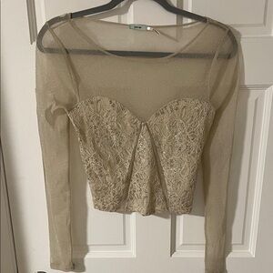 Urban Outfitters Kimchi Blue Y2k Metallic Sheer
Crop Top Long Sleeve Medium